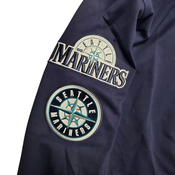 SEATTLE MARINERS Sweater Adult Large Blue Embroidered Full Zip Outdoor Hooded - Picture 3 of 11